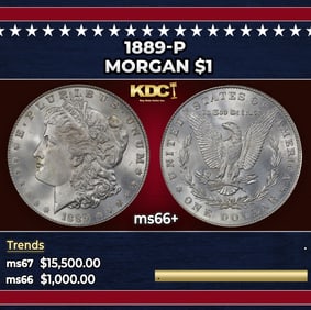 1889-p Morgan Dollar $1 ms66+ SEGS
