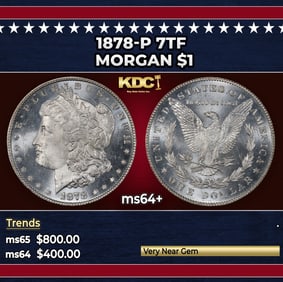 1878-p 7tf Morgan Dollar $1 Grades ms64+