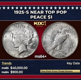 1925-s Peace Dollar Near Top Pop $1 ms64+ SEGS