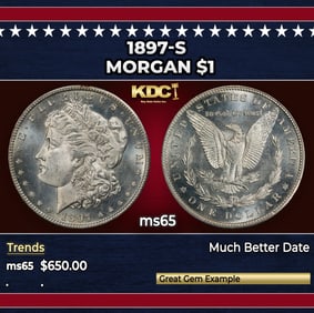 1897-s Morgan Dollar $1 Grades ms65