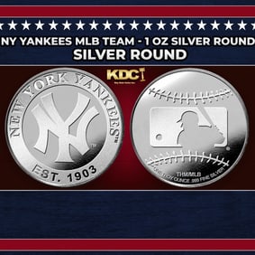 NY Yankees MLB Team - 1 oz Silver Round Round