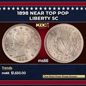 1898 Liberty Nickel Near Top Pop 5c ms66 SEGS