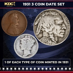 1931 5 Coin Date Set, 1 Of Each Type Of Coin Minted in 1931