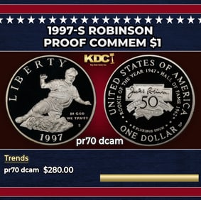 1997-S Robinson Proof Modern Commem Dollar $1 pr70 dcam SEGS