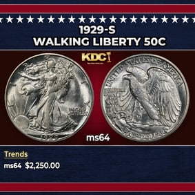 1929-s Walking Liberty Half Dollar 50c ms64 SEGS
