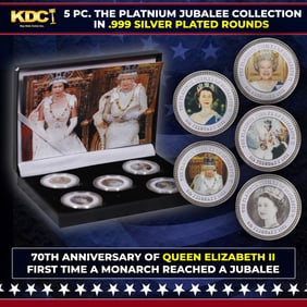 5 Coin Queen Elizabeth II - The Platnium Jubalee - Silver Plated Round Collection
