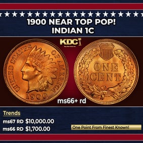 1900 Indian Cent Near Top Pop! 1c ms66+ rd SEGS