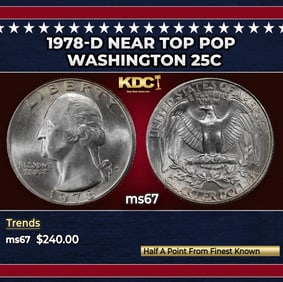 1978-d Washington Quarter Near Top Pop 25c ms67 SEGS