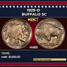 1929-d Buffalo Nickel 5c ms65 SEGS