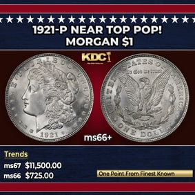 1921-p Morgan Dollar Near Top Pop! $1 ms66+ SEGS