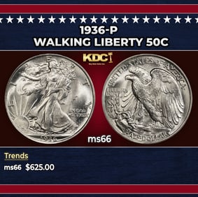 1936-p Walking Liberty Half Dollar 50c Grades ms66