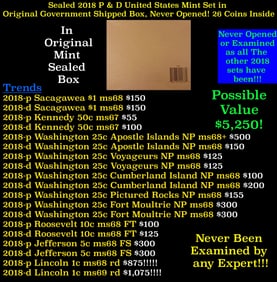 Sealed 2018 United States Mint Set in Original Government Shipped Box, Never Opened! 20 Coins