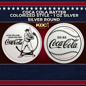 Coca Cola Batter Colorized Style - 1 oz Silver Round Round