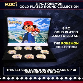 8 Coin Pokemon Gold Plated and Foiled Round Collection