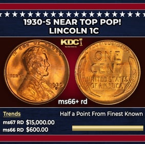 1930-s Lincoln Cent Near Top Pop! 1c ms66+ rd SEGS