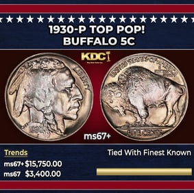 1930-p Buffalo Nickel TOP POP! 5c ms67+ SEGS