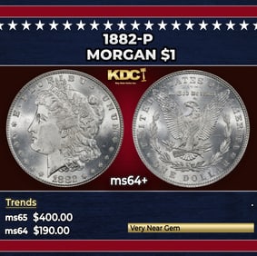 1882-p Morgan Dollar $1 Grades ms64+