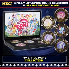 5 Coin My Little Pony Gold Plated Round Collection In Custom Box W/ Special Backer card