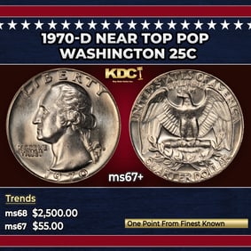 1970-d Washington Quarter Near Top Pop 25c ms67+ SEGS
