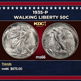 1935-p Walking Liberty Half Dollar 50c Grades ms66