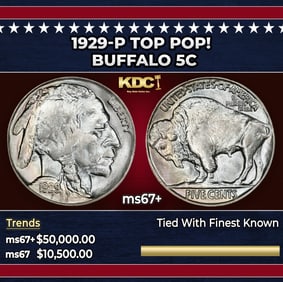 1929-p Buffalo Nickel TOP POP! 5c ms67+ SEGS