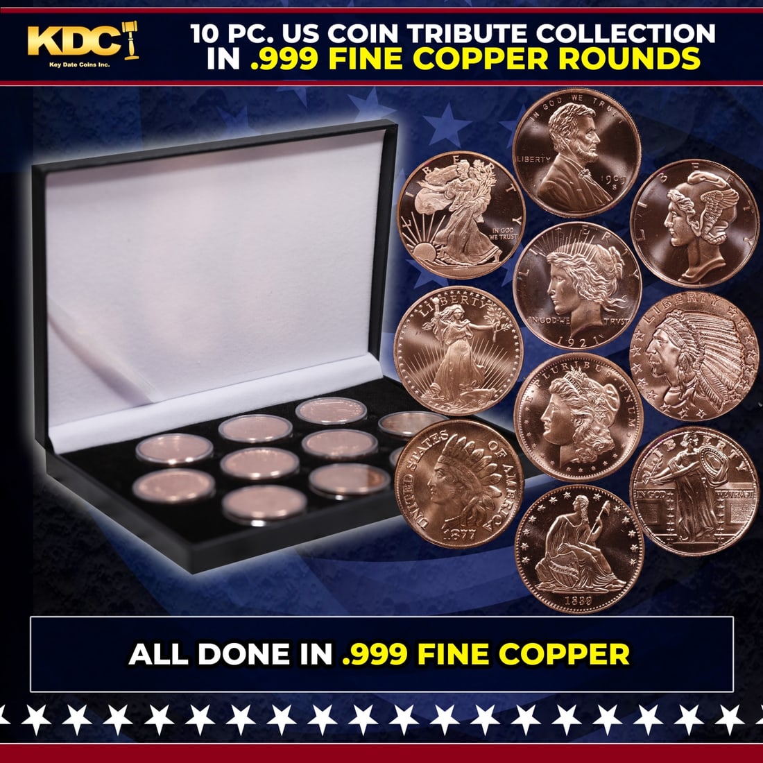 10 Copper coin United States Trtibute Set 10oz of Copper: 10 Copper coin United States Trtibute Set 10oz of Copper.