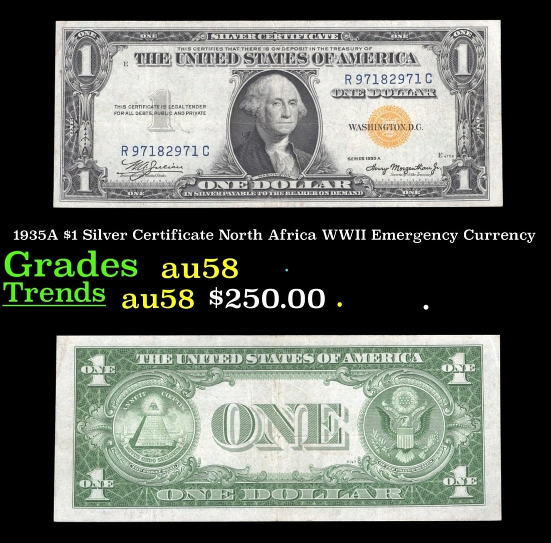 1935A $1 Silver Certificate North Africa WWII Emergency Currency Grades Choice AU/BU Slider (1 of 3)