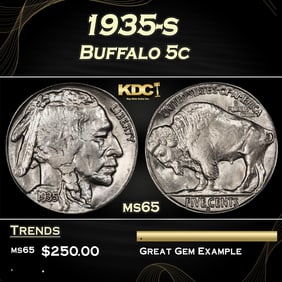 1935-s Buffalo Nickel 5c Grades ms65