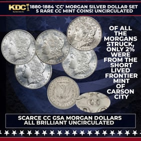 1880-1884 'CC' Morgan Silver Dollar Set, 5 RARE CC Mint Coins! Uncirculated