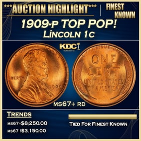 1909-p Lincoln Cent TOP POP! 1c ms67+ rd SEGS