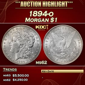 1894-o Morgan Dollar $1 ms62 USCG