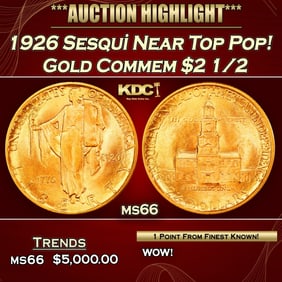 1926 Sesqui Gold Commem Near Top Pop! $2 1/2 ms66 SEGS