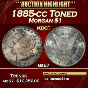 1885-cc Morgan Dollar Toned $1 ms67 SEGS