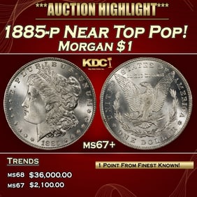 1885-p Morgan Dollar Near Top Pop! $1 ms67+ SEGS