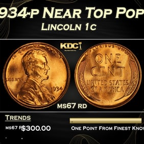 1934-p Lincoln Cent Near Top Pop 1c ms67 rd SEGS