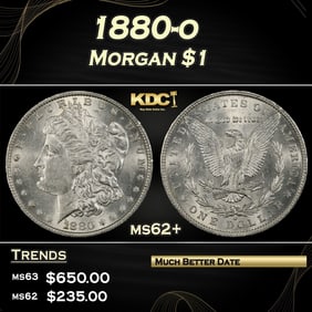 1880-o Morgan Dollar $1 Grades ms62+