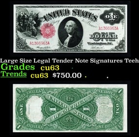 1917 Teehee/Burke $1 Large Size Legal Tender Note Grades Select CU