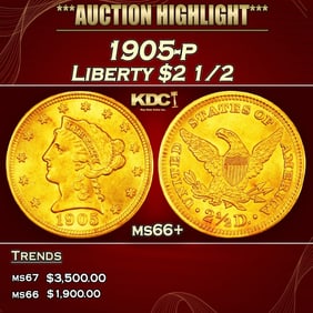 1905-p Gold Liberty Quarter Eagle $2 1/2 ms66+ SEGS
