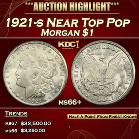 1921-s Morgan Dollar Near Top Pop $1 ms66+ SEGS