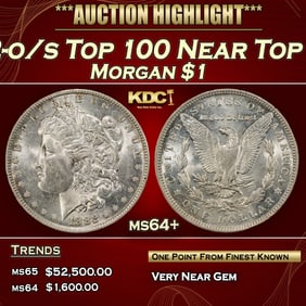 1882-o/s Top 100 Morgan Dollar Near Top Pop $1 ms64+ SEGS