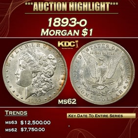 1893-o Morgan Dollar $1 ms62 USCG