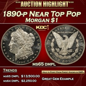 1890-p Morgan Dollar Near Top Pop $1 ms65 dmpl SEGS