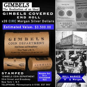 20 Morgan Silver Dollars Circ GIMBLES Roll RARE B