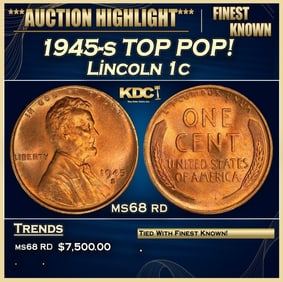 1945-s Lincoln Cent TOP POP! 1c ms68 rd SEGS