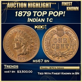 1879 Indian Cent TOP POP! 1c ms67 bn SEGS