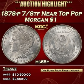 1878-p 7/8tf Morgan Dollar Near Top Pop $1 ms65+ SEGS