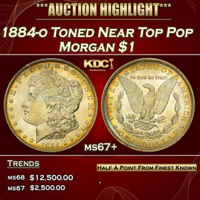 1884-o Morgan Dollar Toned Near Top Pop $1 ms67+ SEGS