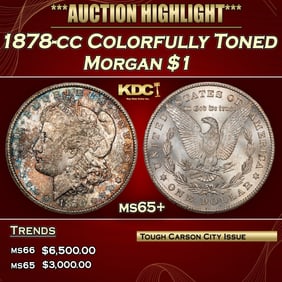 1878-cc Morgan Dollar Colorfully Toned $1 ms65+ SEGS