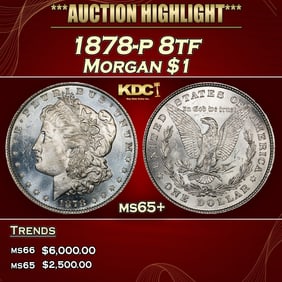 1878-p 8tf Morgan Dollar $1 ms65+ SEGS