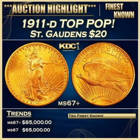 1911-d Gold St. Gaudens Double Eagle TOP POP! $20 ms67+ SEGS